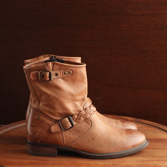 Paul Green Shoes - Paul Green Boots WMS SZ UK 5 US 7.5 Brown Munchen Nathan Leather Moto Ankle Zip